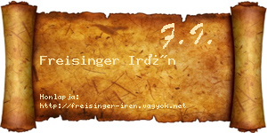 Freisinger Irén névjegykártya